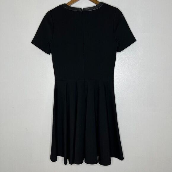 Madewell Black Casual Round Neck Leather Trim Skater Short Sleeve Dress S Women - Picture 7 of 9